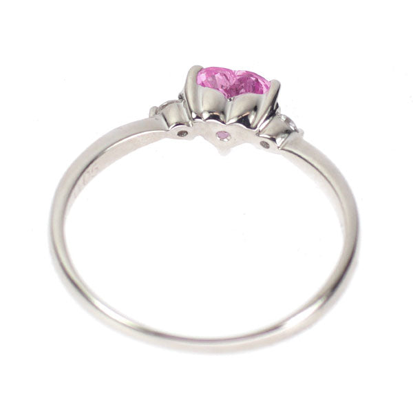 K18WG ハートシェイプ ピンク サファイア ダイヤモンド リング 0.55ct D0.05ct