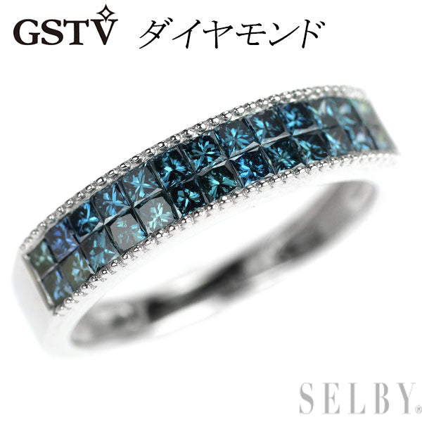 GSTV K18WG プリンセスカット トリートブルー ダイヤモンド リング ミステリーセッティング