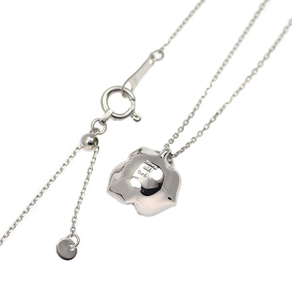 K18WG ダイヤモンド ルビー ペンダントネックレス 0.04ct R0.40ct フラワー 薔薇 バラ