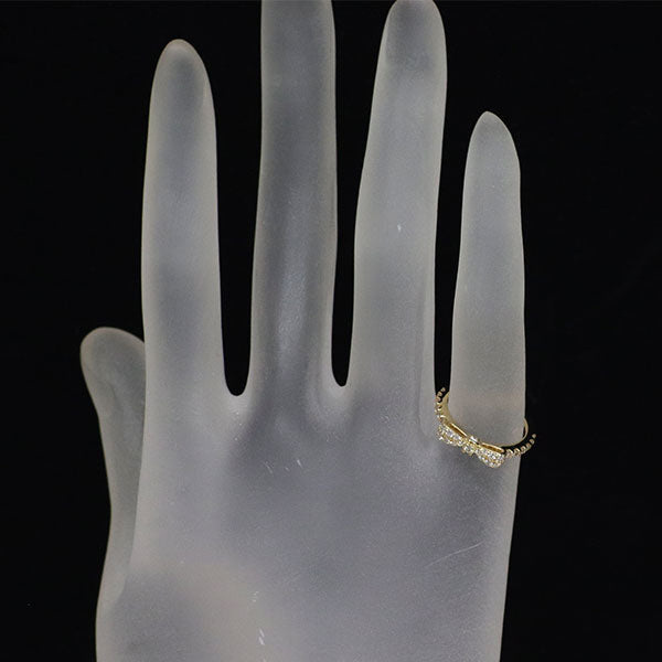 ポンテヴェキオ K18YG ダイヤモンド ピンキー リング 0.32ct リボン