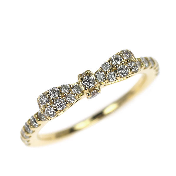 ポンテヴェキオ K18YG ダイヤモンド ピンキー リング 0.32ct リボン