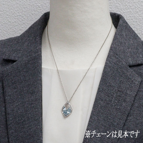 K18WG アイスブルー/カラーレス ダイヤモンド ペンダントトップ 0.85ct