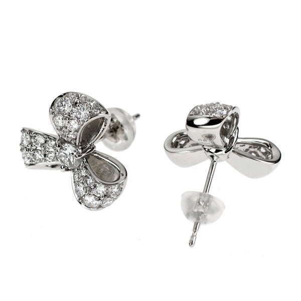 Pt950/ Pt900 ダイヤモンド ピアス 1.00ct リボン