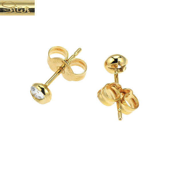 スタージュエリー K18YG ダイヤモンド ピアス 0.12ct ムーンセッティング