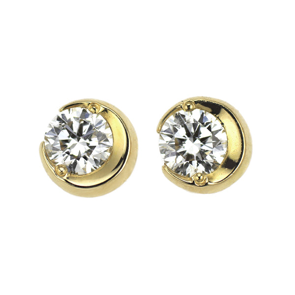 スタージュエリー K18YG ダイヤモンド ピアス 0.12ct ムーンセッティング