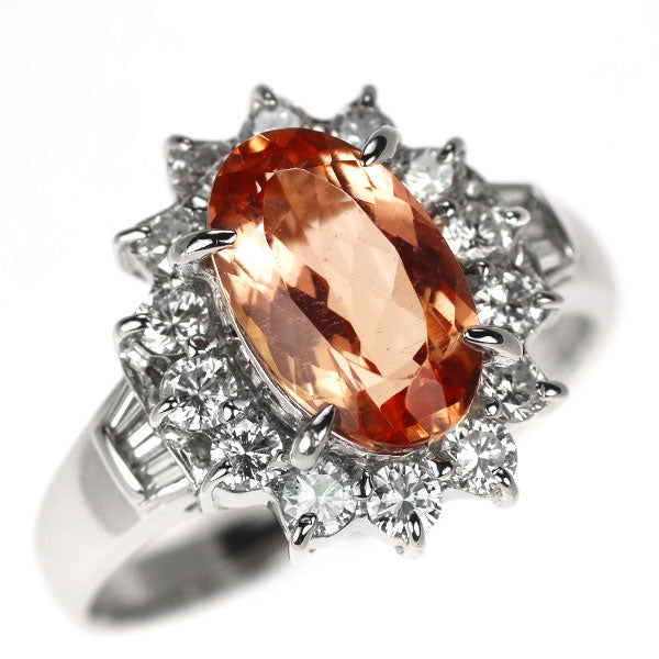 Pt900 インペリアルトパーズ ダイヤモンド リング 1.79ct D0.55ct