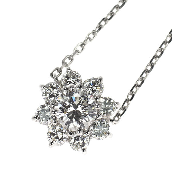 Pt900/ Pt850 ダイヤモンド ペンダントネックレス 0.740ct G VS2 VG D0.71ct フラワー