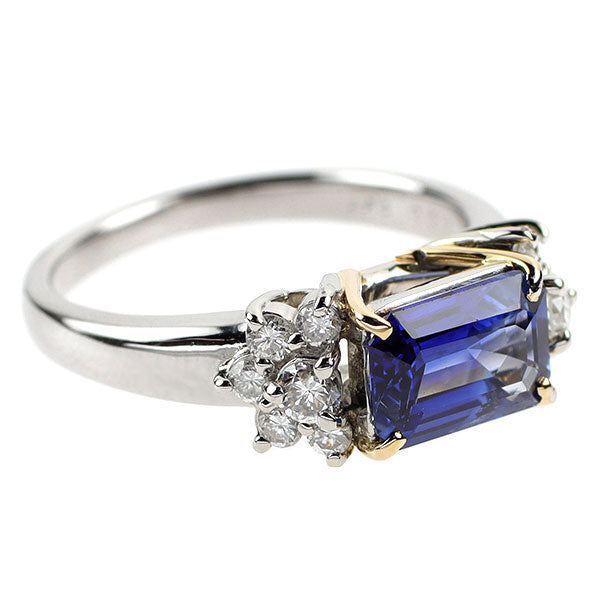 Pt900/ K18YG サファイア ダイヤモンド リング 1.57ct D0.38ct