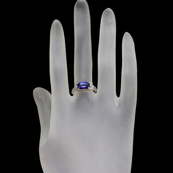 Pt900/ K18YG サファイア ダイヤモンド リング 1.57ct D0.38ct