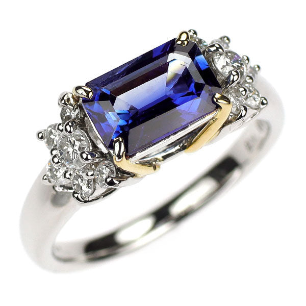 Pt900/ K18YG サファイア ダイヤモンド リング 1.57ct D0.38ct