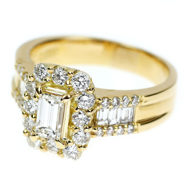 K18YG バケットカット ダイヤモンド リング 0.56ct D1.16ct