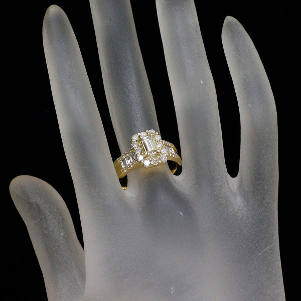 K18YG バケットカット ダイヤモンド リング 0.56ct D1.16ct