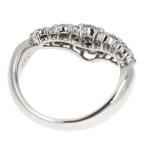 希少 Pt900 天然ピンク/カラーレス ダイヤモンド リング 0.18ct D0.82 V字 フラワー