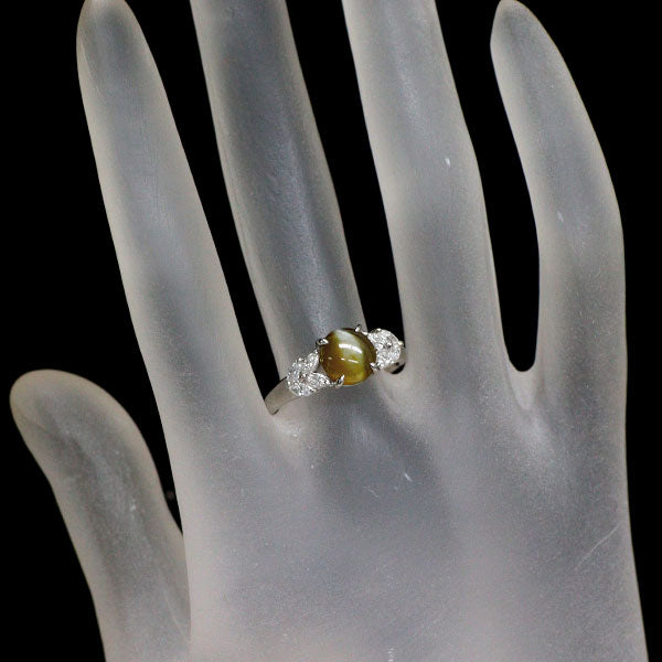 Pt900 クリソベリル キャッツアイ ダイヤモンド リング 2.28ct D0.64ct