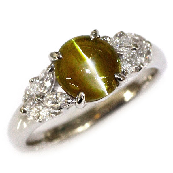 Pt900 クリソベリル キャッツアイ ダイヤモンド リング 2.28ct D0.64ct