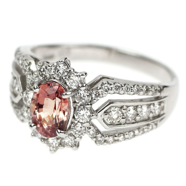 希少 Pt900 パパラチアサファイア ダイヤモンド リング 1.02ct D0.72ct