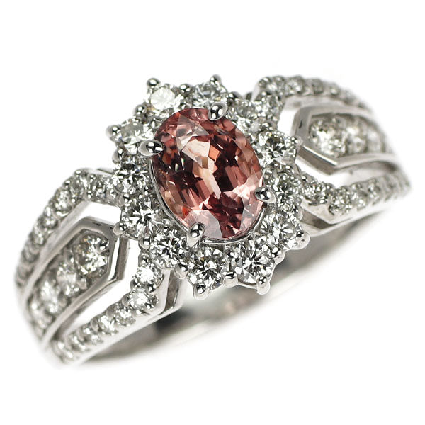 希少 Pt900 パパラチアサファイア ダイヤモンド リング 1.02ct D0.72ct