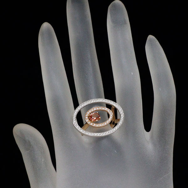 希少 Pt900/ K18PG パパラチアサファイア ダイヤモンド リング 0.546ct D0.46ct