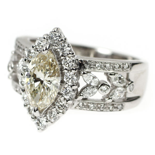 Pt900 マーキスカット ダイヤモンド リング 1.242ct D1.00ct