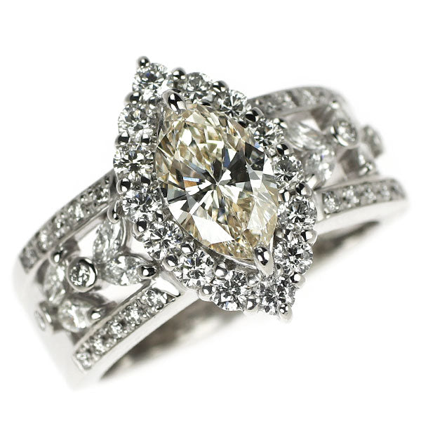 Pt900 マーキスカット ダイヤモンド リング 1.242ct D1.00ct