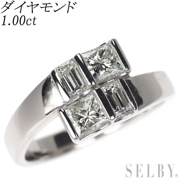 Pt900 プリンセスカット/バケットカット ダイヤモンド リング 1.00ct