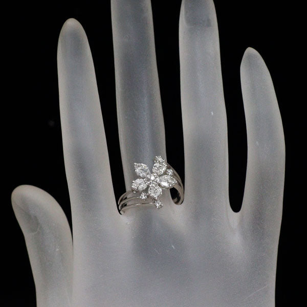 K18WG マーキス/プリンセス/ラウンド ダイヤモンド リング 0.86ct  フラワー