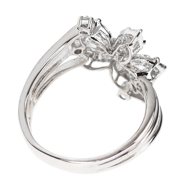K18WG マーキス/プリンセス/ラウンド ダイヤモンド リング 0.86ct  フラワー