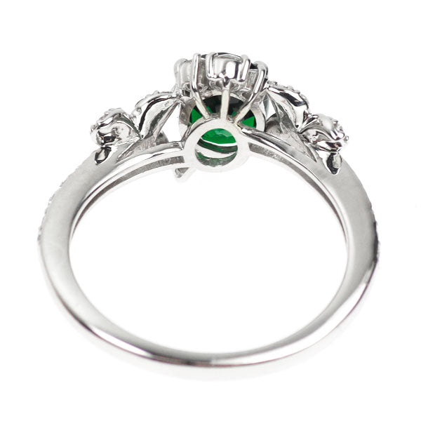 Pt900 グリーン ガーネット ダイヤモンド リング 1.43ct D0.42ct フラワー