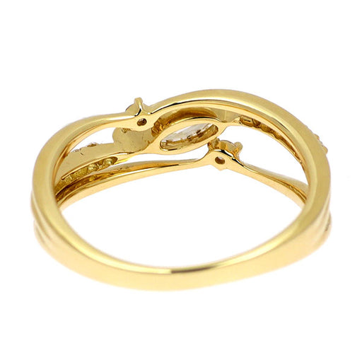 K18YG マーキスカット ダイヤモンド リング 0.343ct D0.13ct