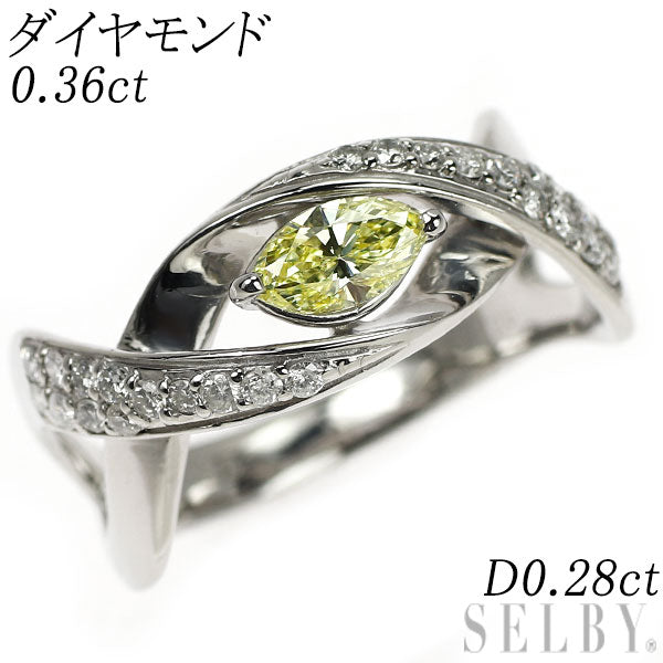 Pt900 マーキスカット ダイヤモンド リング 0.36ct D0.28ct