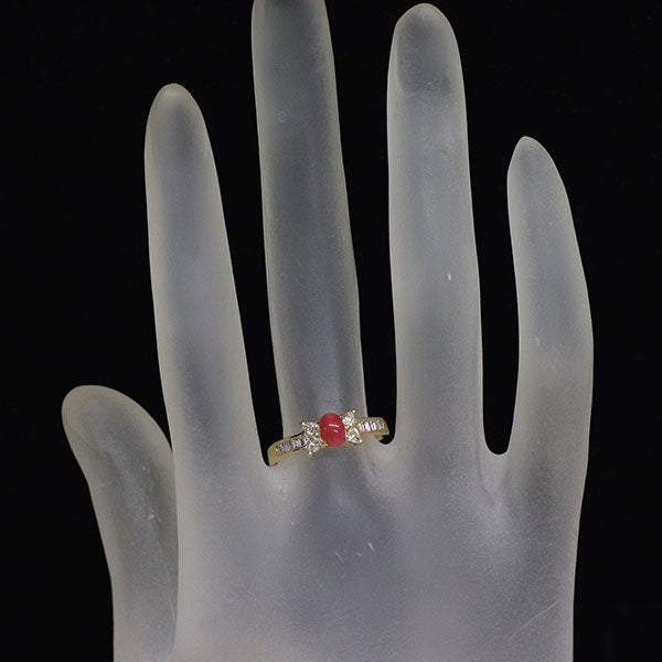 希少 K18YG コンクパール ダイヤモンド リング 0.49ct D0.43ct リボン