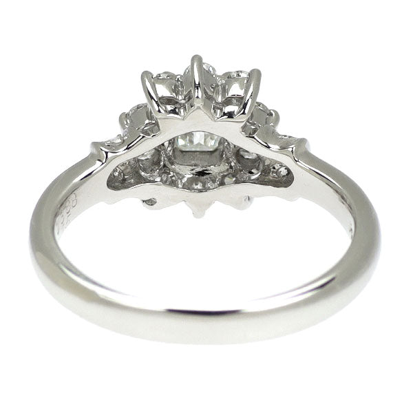 Pt900 エメラルドカット ダイヤモンド リング 0.388ct G SI1 D0.35ct