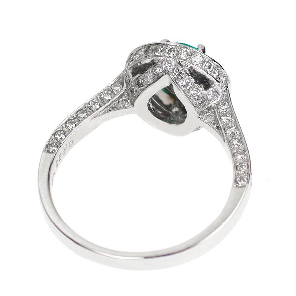 Pt900 ペアシェイプ エメラルド ダイヤモンド リング 0.49ct D0.70ct