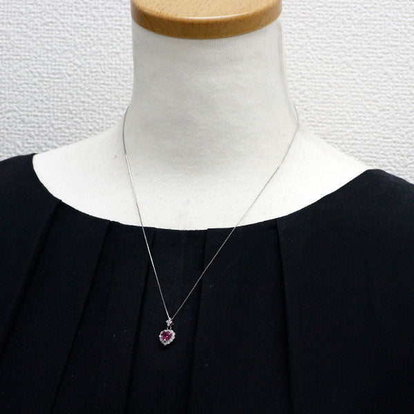Pt900/ Pt850 非加熱ピンクサファイア ダイヤモンド ペンダントネックレス 0.989ct D0.39ct
