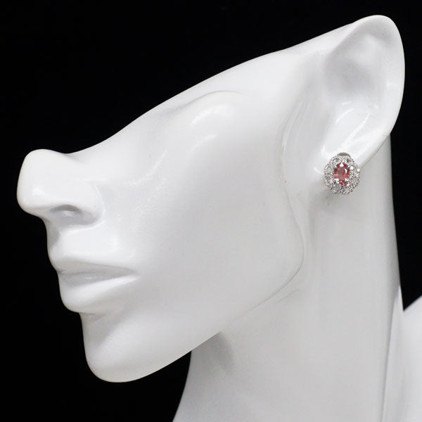 希少 Pt900 パパラチアサファイア ダイヤモンド ピアス 1.73ct D0.52ct