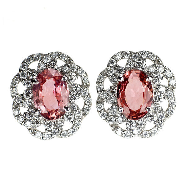 希少 Pt900 パパラチアサファイア ダイヤモンド ピアス 1.73ct D0.52ct