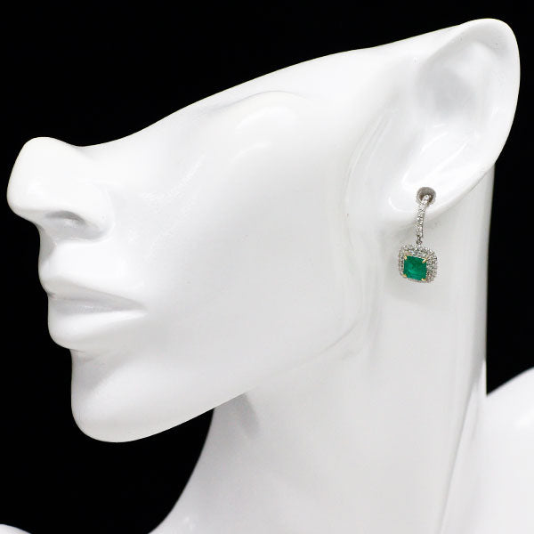 Pt900/ K18YG エメラルド ダイヤモンド ピアス 1.74ct D0.80ct