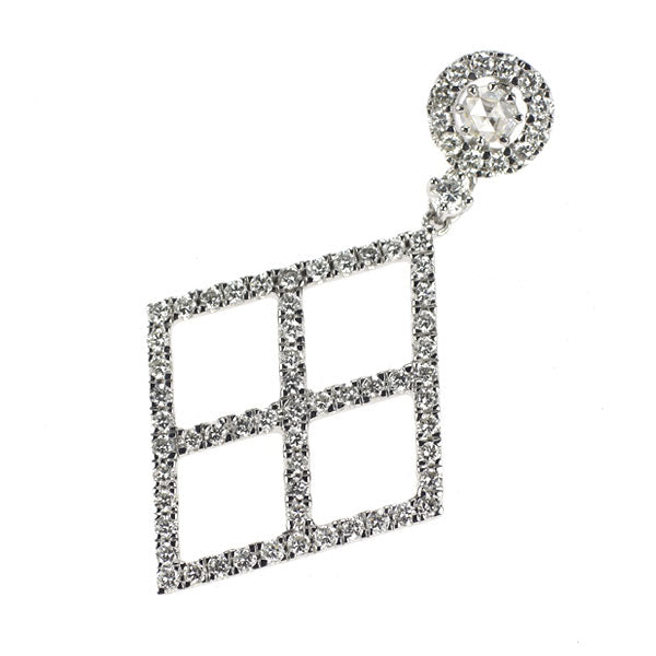 K18WG ローズカット/ラウンドブリリアントカット ダイヤモンド ペンダントトップ 0.89ct