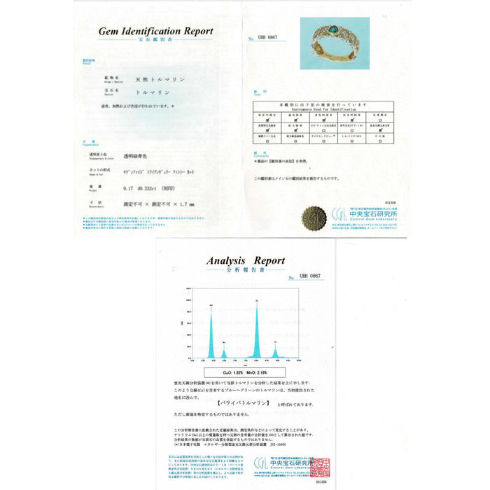 希少 K18YG/WG パライバ トルマリン ダイヤモンド リング 0.17ct D0.232ct