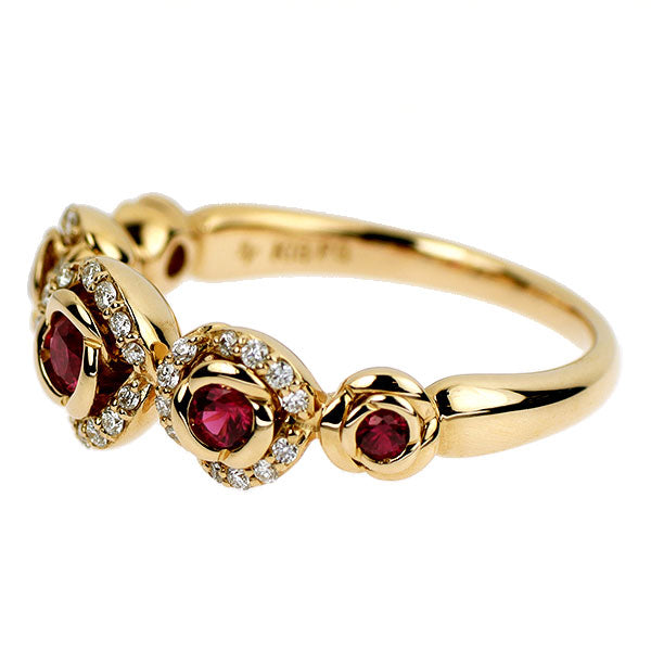 ポンテヴェキオ K18PG ルビー ダイヤモンド リング 0.28ct D0.16ct 薔薇 ローズ