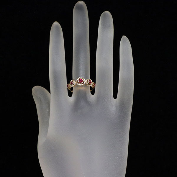 ポンテヴェキオ K18PG ルビー ダイヤモンド リング 0.28ct D0.16ct 薔薇 ローズ
