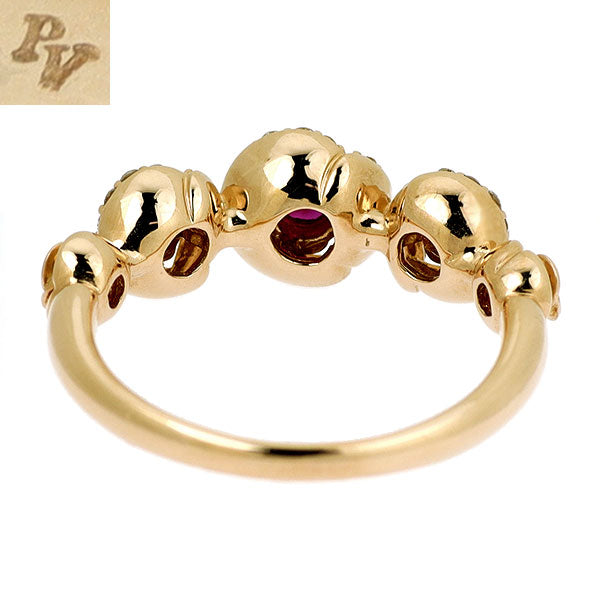 ポンテヴェキオ K18PG ルビー ダイヤモンド リング 0.28ct D0.16ct 薔薇 ローズ