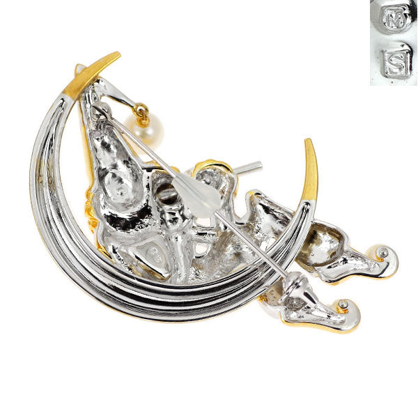 ミキモト 金メッキ/ SV アコヤ 真珠 ブローチ 径約 3.0-6.0mm ピエロ