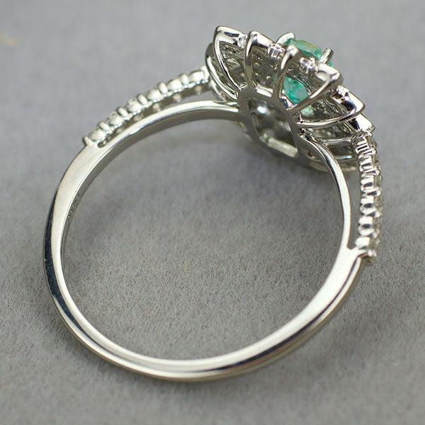 新品 Pt900 シーフォームトルマリン ダイヤモンド リング 0.49ct D0.29ct 希少石 レアストーン【エスコレ】