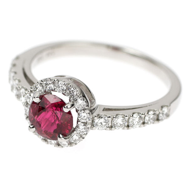 新品 Pt950 ピジョンブラッド ルビー ダイヤモンド リング 0.88ct D0.39ct 【エスコレ】