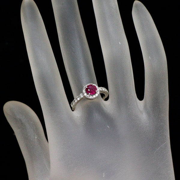 新品 Pt950 ピジョンブラッド ルビー ダイヤモンド リング 0.88ct D0.39ct 【エスコレ】