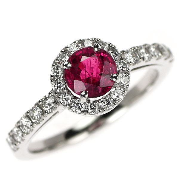 新品 Pt950 ピジョンブラッド ルビー ダイヤモンド リング 0.88ct D0.39ct 【エスコレ】