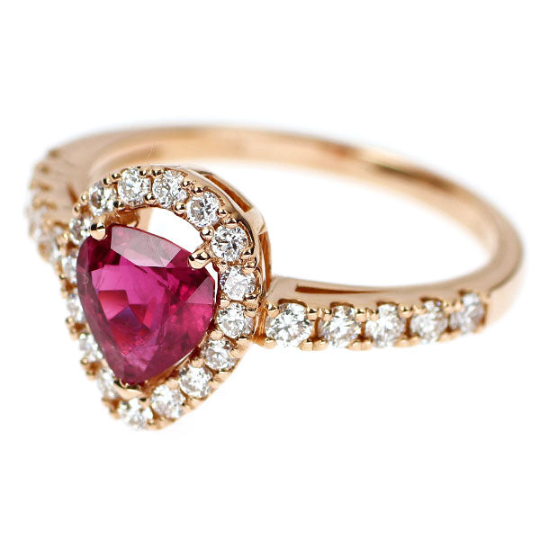 新品 K18PG ピジョンブラッド ルビー ダイヤモンド リング 0.93ct D0.40ct 【エスコレ】