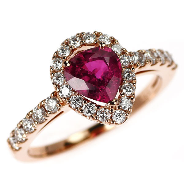 新品 K18PG ピジョンブラッド ルビー ダイヤモンド リング 0.93ct D0.40ct 【エスコレ】