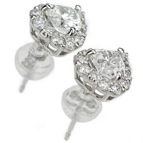 新品 Pt950 GIA鑑定付 最高級ハートシェイプ ダイヤモンド ダイヤモンド ピアス 1.00ct D IF D0.46ct 【エスコレ】